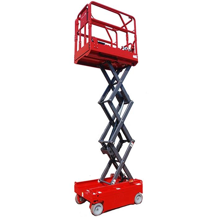 scissor platform hoist self loading lift 14 m cherry picker platform original mounted four supporting legs air inflated tyres