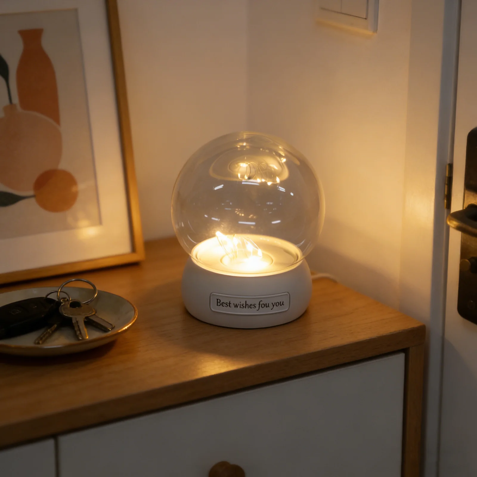 

Clear Eternal Flower Glass Dome LED Lighted Display Case Dustproof Bell Jar Cover Valentine's Day Gift Romantic Preserved Rose