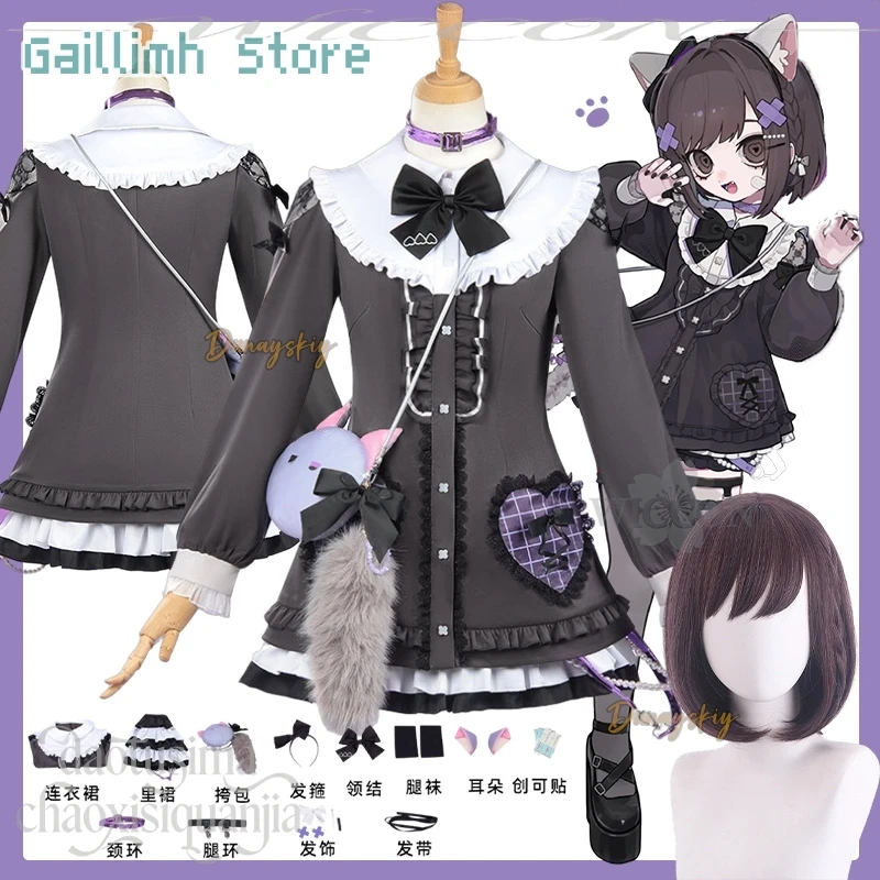 

Game Project Sekai Cosplay Shinonome Ena Jirai Kei Girls Uniform Anime תחפושת Kawaii Cat Furry Earwear Tail JK Sweet Lolita Cos