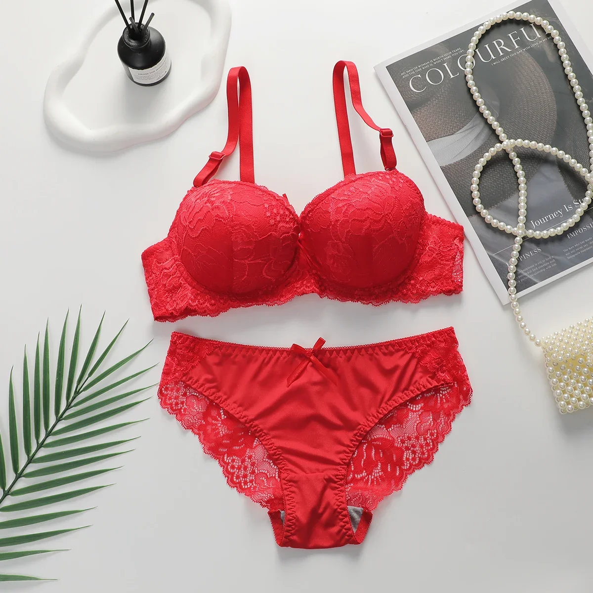 

2-piece Sexy Multi-color Lingerie Set For Women's Gathering Push Up Underwear For Women's Flower Underwear Set A2155