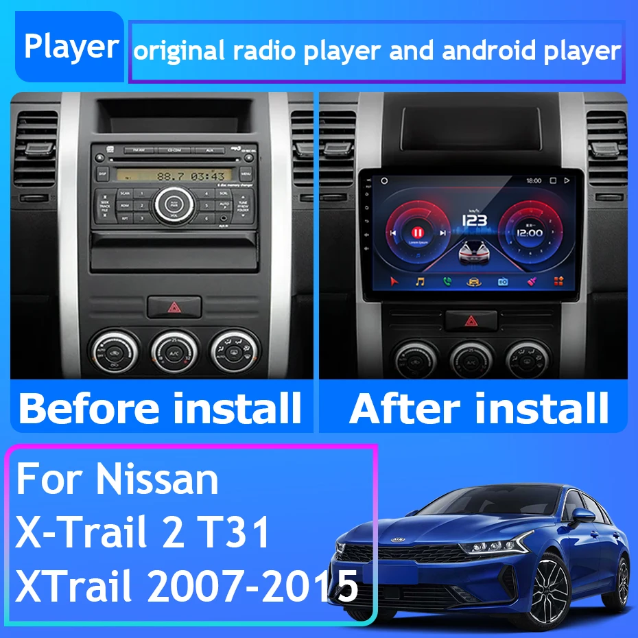 

For Nissan X-Trail 2 T31 XTrail 2007-2015 Car Radio Carplay GPS Navigation Android Auto Bluetooth Multimedia Player