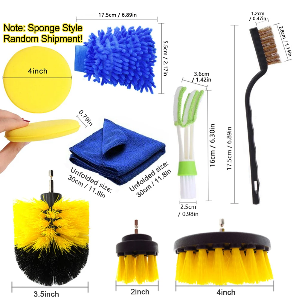 26 PCS Drill Brush Attachments Car Detailing Brush Kit for Auto Exterior and Interior Scrub Pads Sponges Detailing Brushes