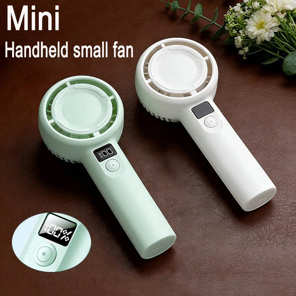 1200mAh 5-Speed Digital Display Turbo Mini Fan,USB Rechargeable Handheld Desktop Portable,Cooling Tool for Student Dorm &Outdoor