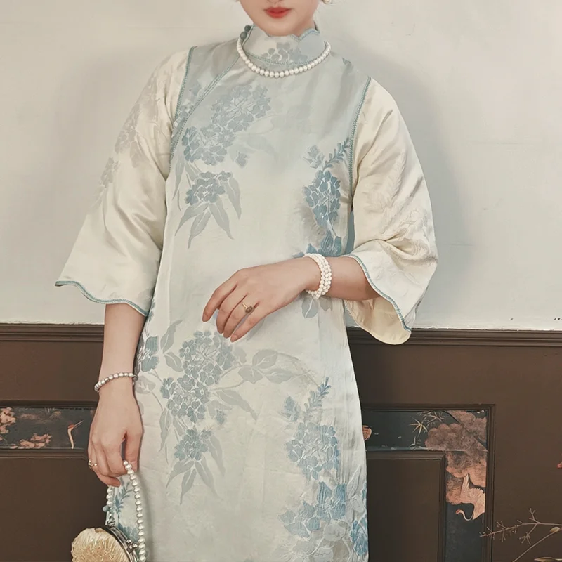 

Комплект из двух предметов «Холодная Франция» 920s: имитация шелка, вышивка, прямой крой, простота и элегантность, традиционный стиль