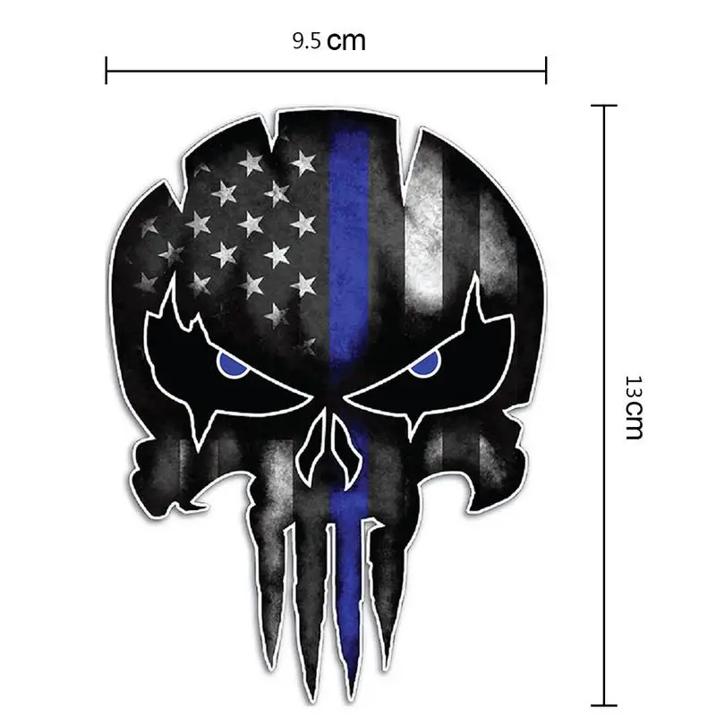 Vehicle Styling Waterproof Stickers Thin Blue Lines ForPunisher Skull Reflective Stickers Suitable For Motorcycles & Automobiles