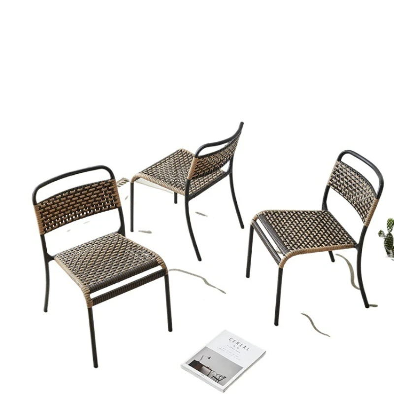 

Balcony Lounge Chair Plastic, Hand-woven, Household Back Chair