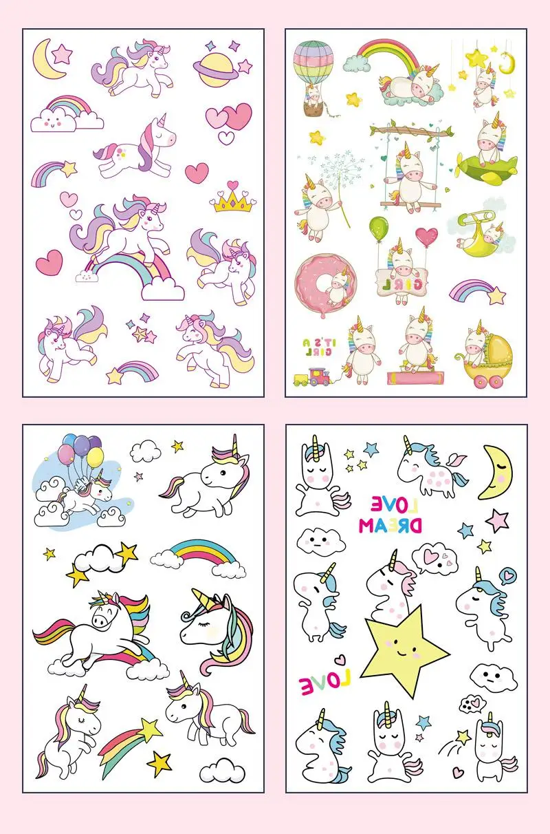 4 Teile/satz Disney Prinzessin Sofia Stich Tattoo Aufkleber Einhorn Gefrorene Autos Cartoon Tattoo Aufkleber Für Geburtstag Geschenk – Detail 6