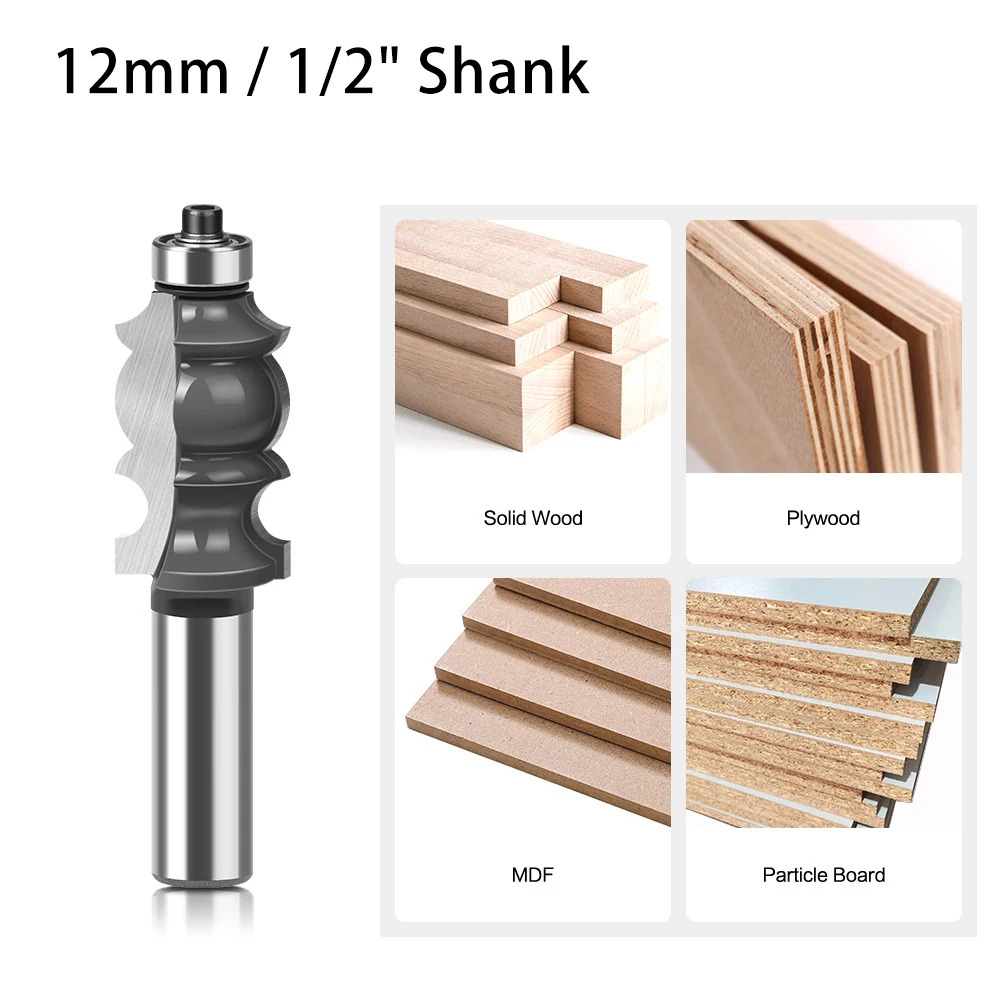 Bearing Guided Double Curve Handrail Wood Router Bit 12mm 1/2" Shank For Solid Wood Furniture Decorative Line Milling Cutter