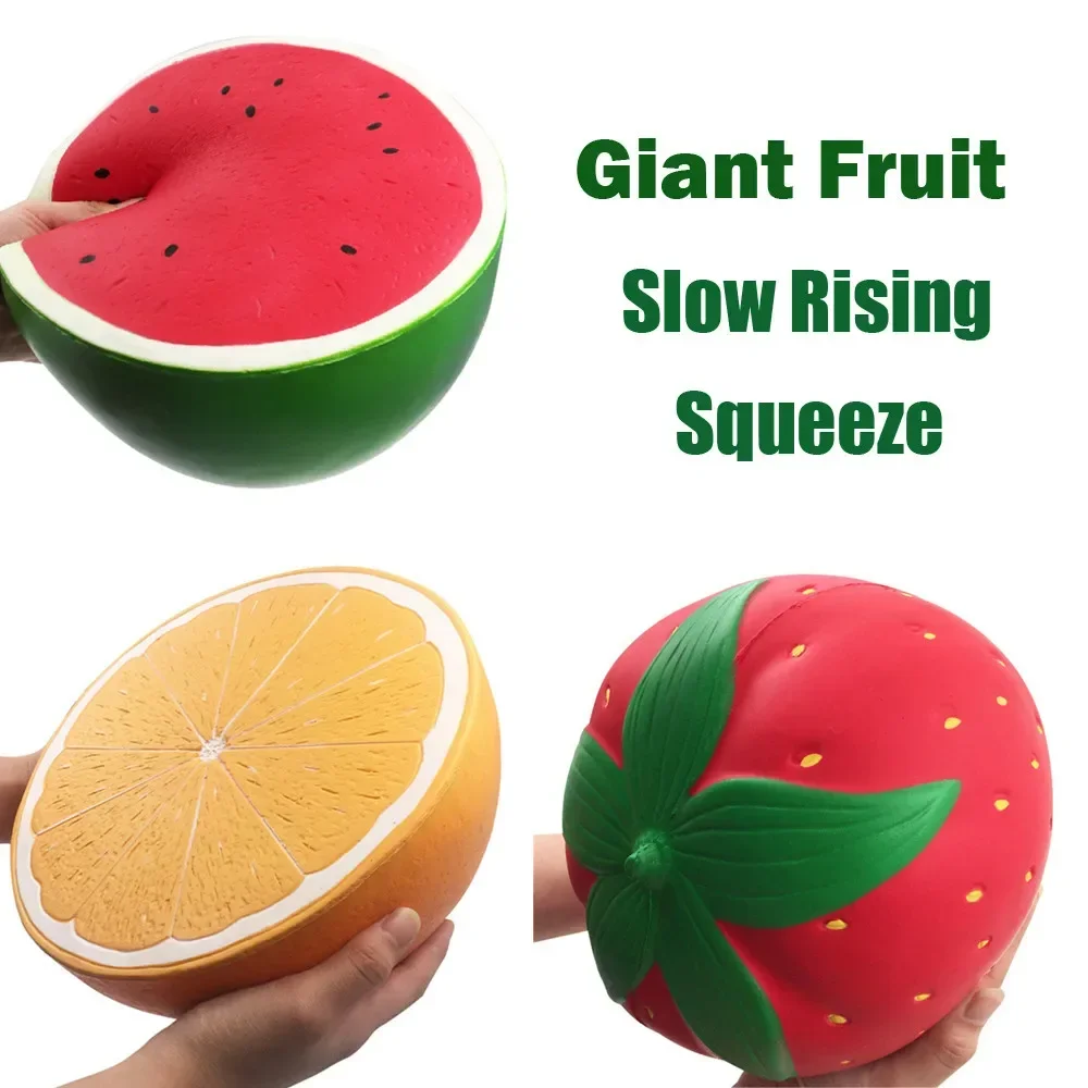 Super Big Fruit Giant Squishy Slow Rising Orange Watermelon Strawberry Peach Jumbo Soft Kawaii Squishies Decompression Toys