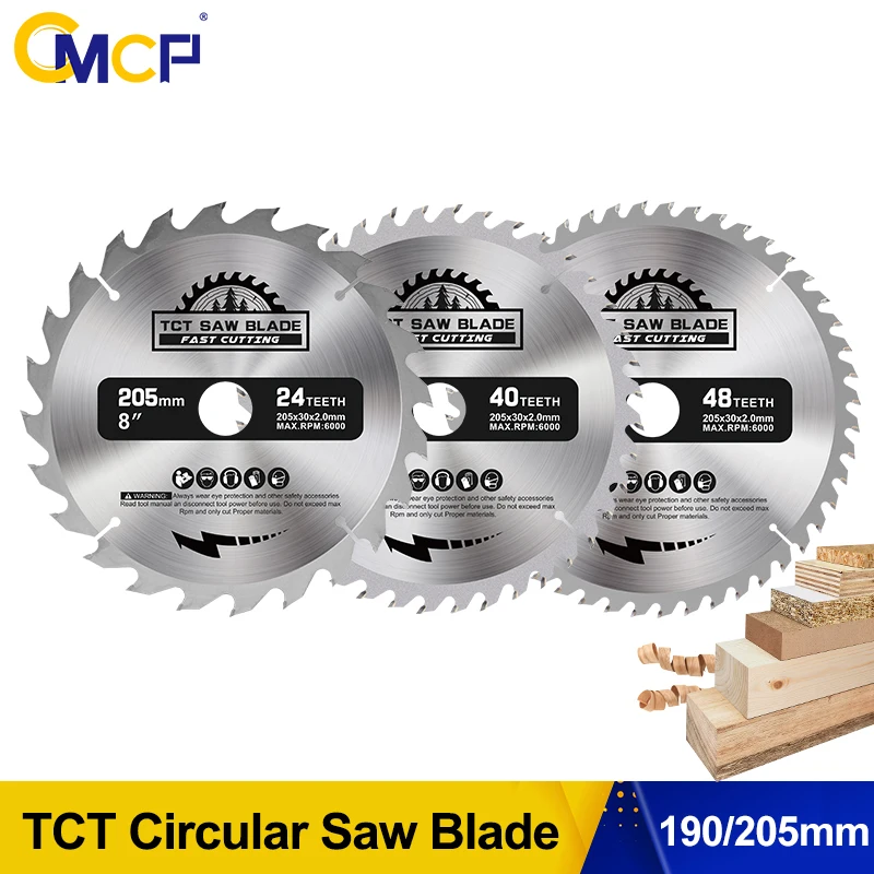 cmc-1-peca-190-205mm-lamina-de-serra-circular-com-ponta-de-carboneto-disco-de-corte-de-madeira-tct-ferramentas-para-trabalhar-madeira-20t-24t-40t-48t