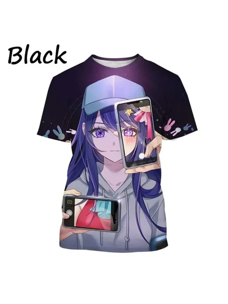 Anime Oshi No Ko Ai Hoshino Pattern 3D Printed T-Shirt Men Women Cosplay Short Sleeve T Shirts Oversized Tees Tops Kids Clothing