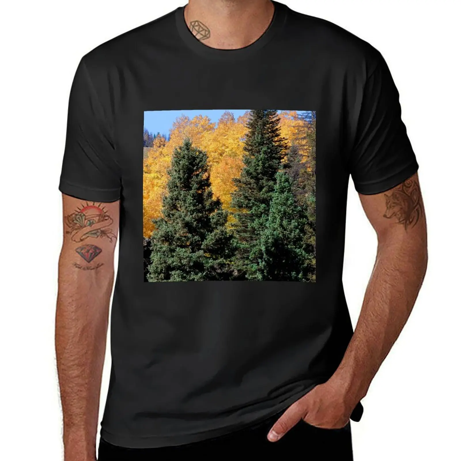 Greens and Golds of Fall (Cumbres-Toltec Railroad T-Shirt customs design your own customizeds Men's t-shirt