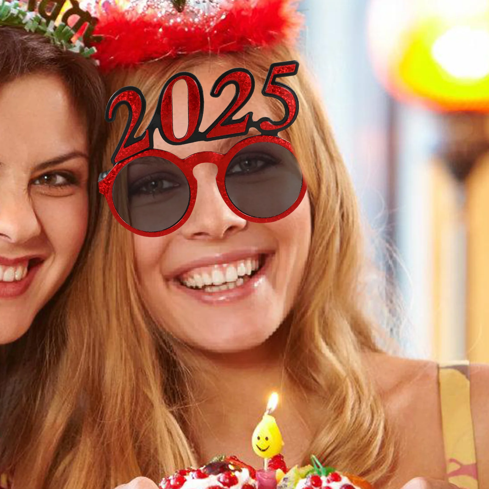 2025 نظارات بإطار دائري خفيفة الوزن ومريحة لمستلزمات حفلات رأس السنة الجديدة دعائم صور لتزيين نظارات الحفلات المضحكة #4