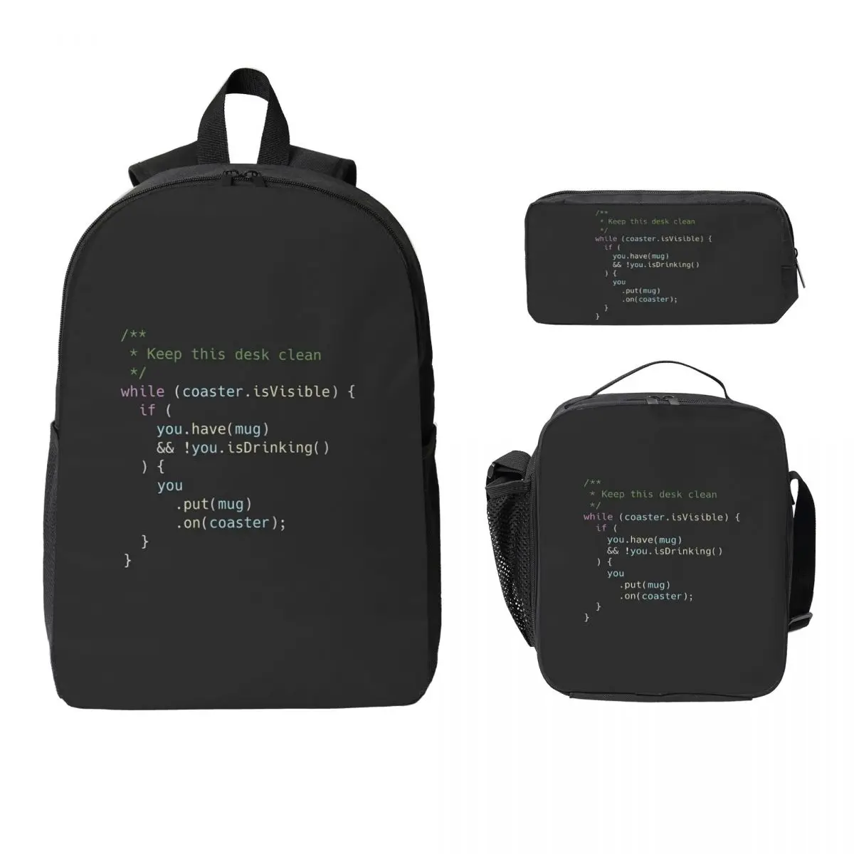 

The Perfect Coaster For Programmers Backpack Student BookBag School Bag Laptop Shoulder Bags 3ps Insulated Lunch Bag Pencil Case