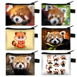 Engraçado Vermelho Panda Bolsa Da Moeda de Impressão Manga Mulheres Carteiras Casual Mini Dinheiro Coin Bag ID Cartão De Crédito Chave Fones De Ouvido Titular Presente