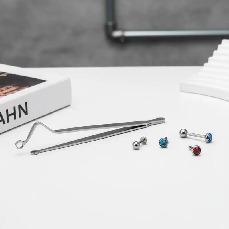 B*1PC Stainless Steel Piercing Forceps Clamp Tool Lip Nail Earring Puncture Clip Open Close Ear Nose Septum Body Piercing Tool
