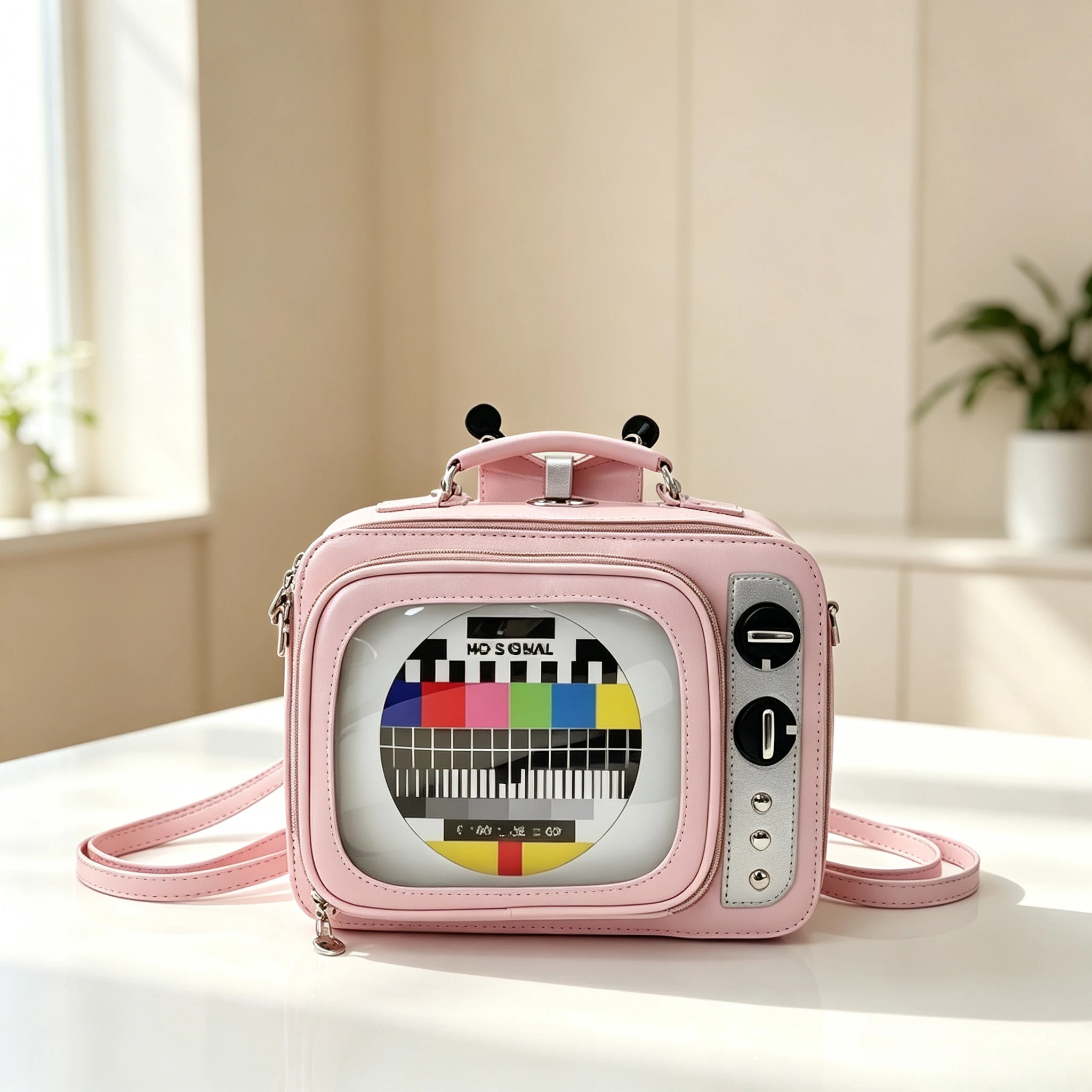 Retro TV Shape Ita Bag Women Transparent Window Crossbody Bag Funny Vintage Television Novelty Shoulder Handbag Cosplay Purse