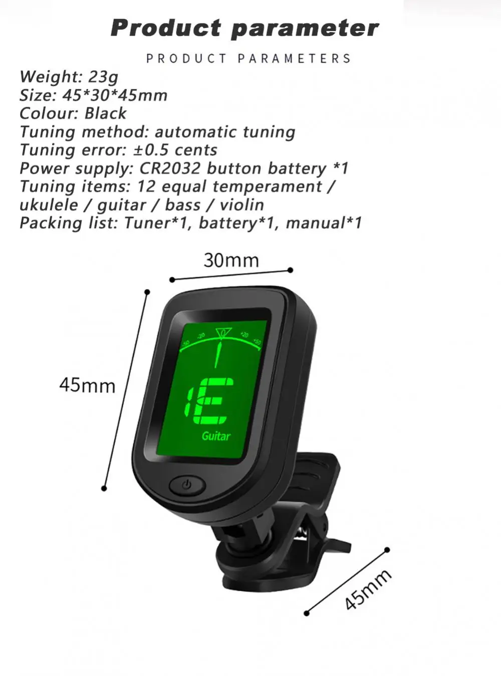 Guitar Tuner For All Instruments Clips On Electronic Tuner For Guitar Bass Ukulele Violin Mandolin Banjo Musical Instruments