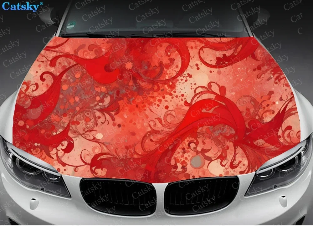 Abstract Bloody Flower Car Hood Decal Stickers Wrap Vinyl Film Engine Cover Decals Sticker Car Hood Protective Film