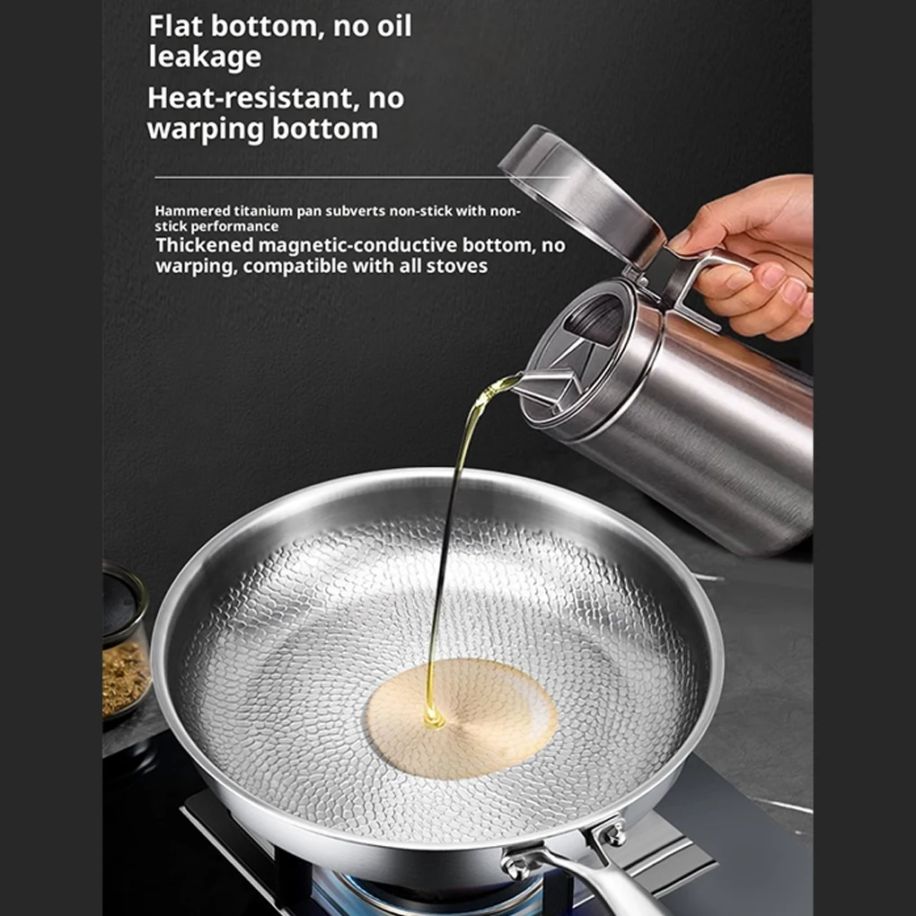 Plateful Titanium Pan Hammer Pattern Frying Pans Energy-saving Cook Pot No Coating Scratch Resistant Non Stick Cook Pot