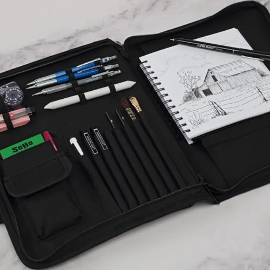 สมุดวาดภาพแบบมีซิปกันน้ำ Sketch Folio Plus - สีดำ สำหรับศิลปินวาดภาพนอกสถานที่ ใส่กระดาษวาดภาพขนาด 9x12 นิ้วได้