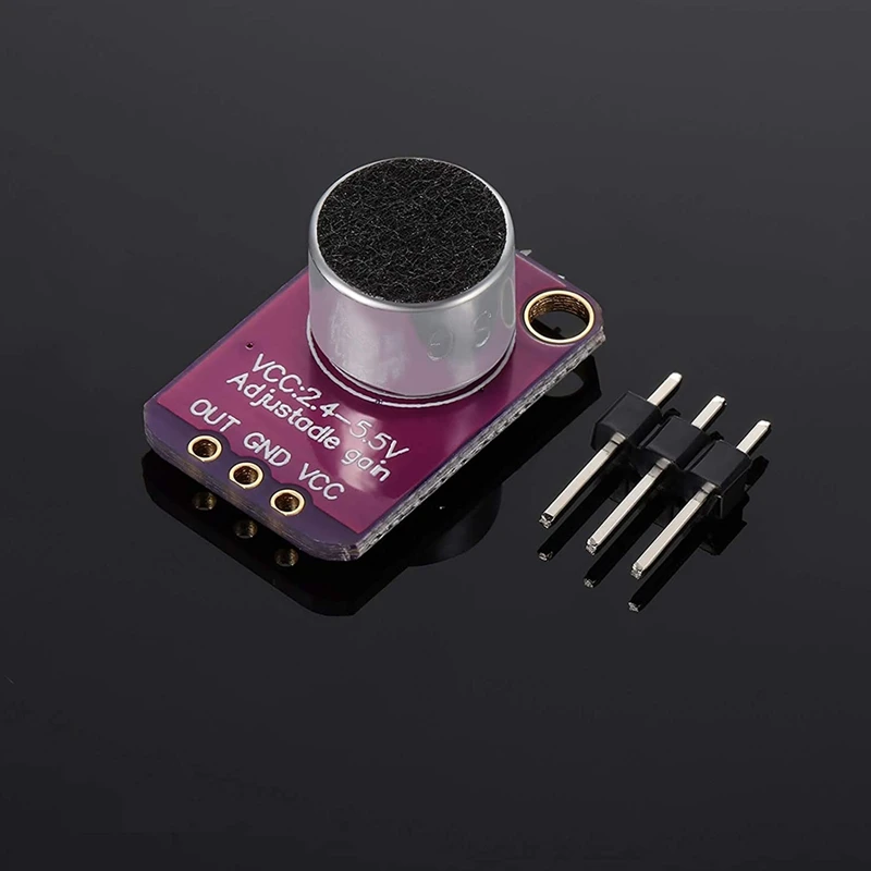 AMPLIFICADOR DE MICRÓFONO Electret, 10 piezas, módulo ajustable MAX4466, preamplificador de Micrófono, placa de ruptura púrpura para Arduino