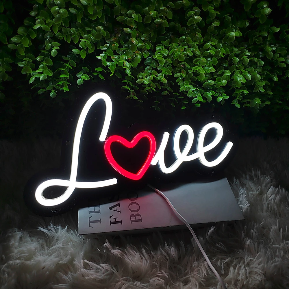 

LED Neon Lights Love Shape Night Light Sign Lamp Battery USB Double Powered Nightlight for Indoor Wedding Birthday Christmas