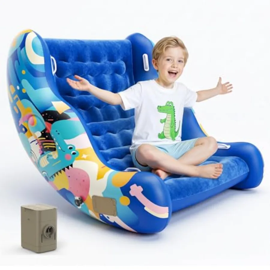 Inflatable Sensory Chair for Autistic Toddler Rocking Chair for Sensory Seeking, ADHD and Calming Blow Up Crash Pad for Deep Pr