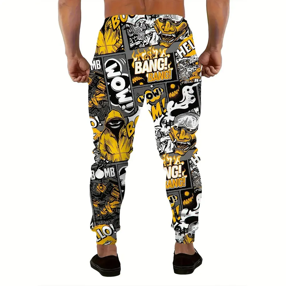 Hiver nouveau épais chaud pantalon 2026 nouvelle mode 3D flamme impression pantalons de survêtement hommes grande taille ample décontracté poche cordon pantalons de survêtement