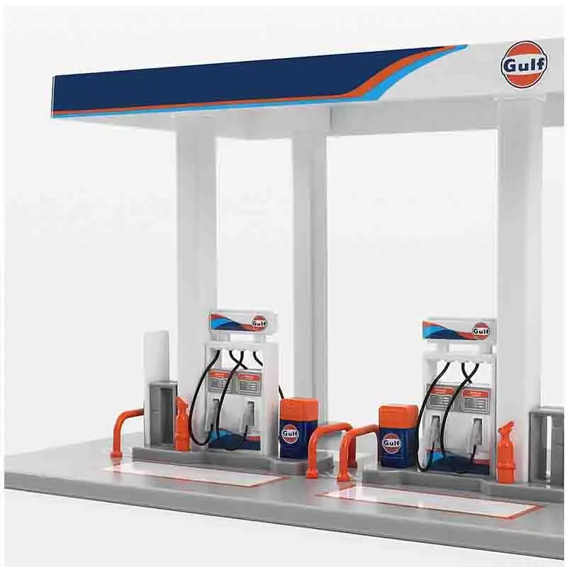 Simulierte Shell Bay Tankstelle Montage Spielzeug Thema Legierung Auto Modell Aufkleber Set kinder Spielzeug byFiFi Spielzeug