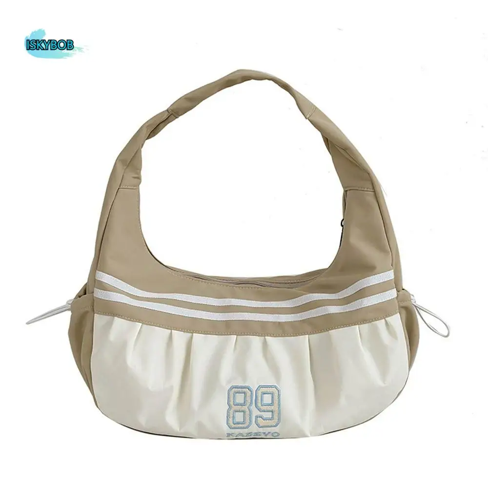 

Korean Style Nylon Shoulder Bag Oxford Cloth Cloud Bag Stripe Underarm Bag All-match Large Capacity Sports Handbag Women