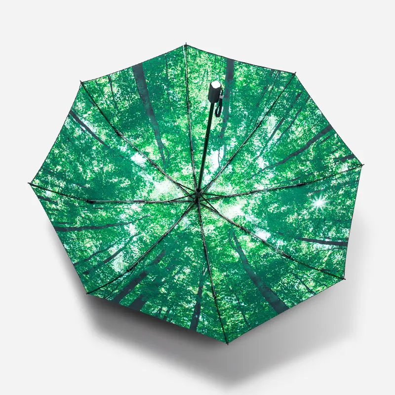 Walk the forest Three Fold Folding Umbrella Travel small fresh and comfortable lightweight vinyl sunshade for men and women