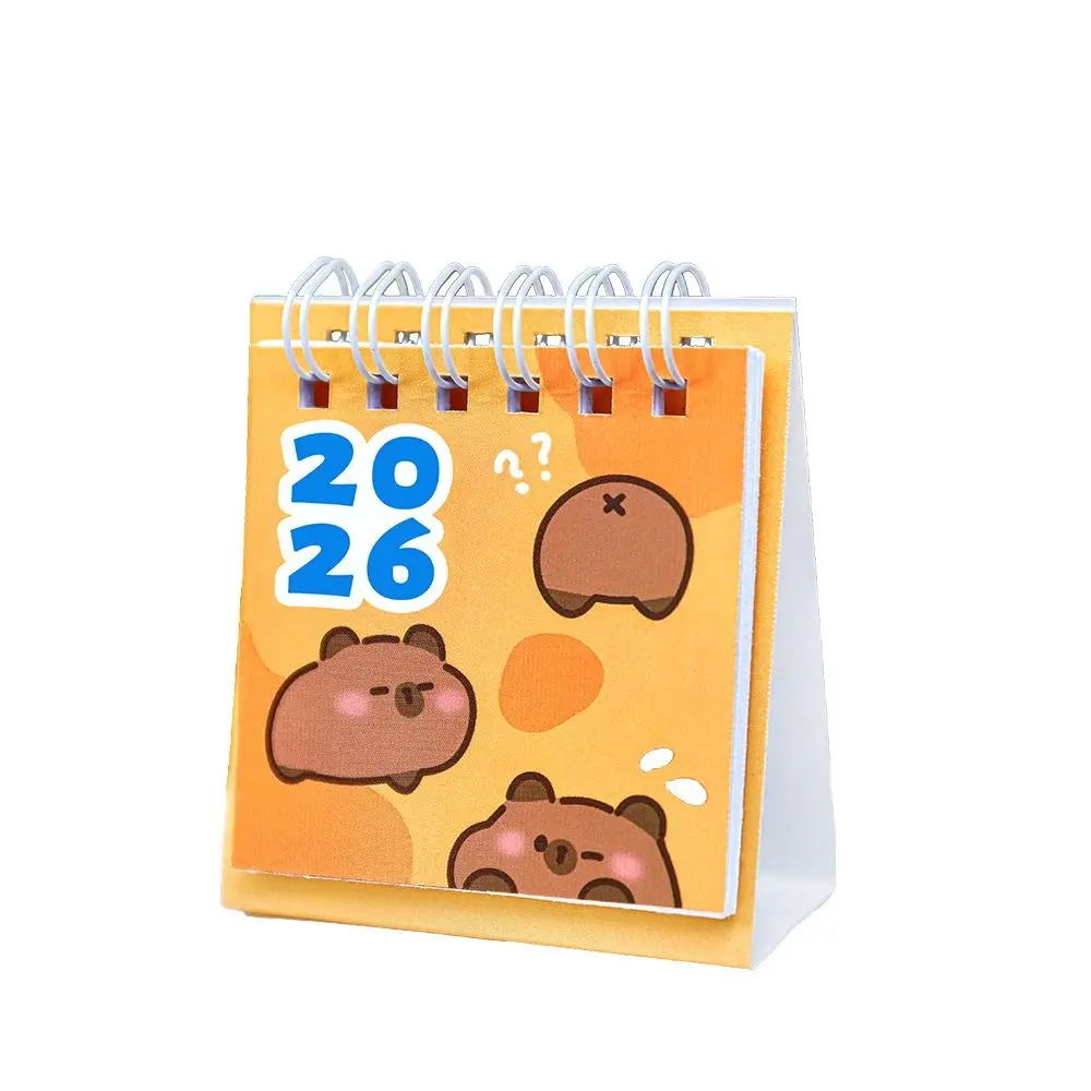 Simpatico mini calendario da tavolo 2026 portatile per cartoni animati da ufficio calendario a fogli mobili calendario a spirale accessori per forniture di cancelleria