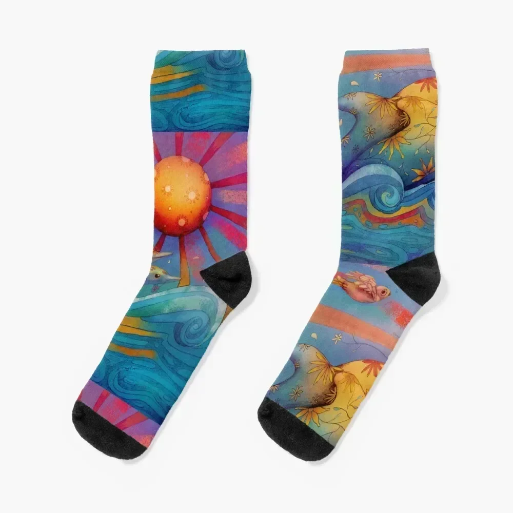 

rainbow dolphins Socks hiking bright garter cycling Climbing Designer Man Socks Women's
