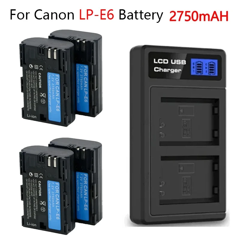 

Digital Battery LP-E6 LPE6 Camera Battery for Canon EOS 5D Mark II 2 III 3 6D 7D 60D 60Da 70D 80D 90D DSLR for EOS 5DS 2750mAh