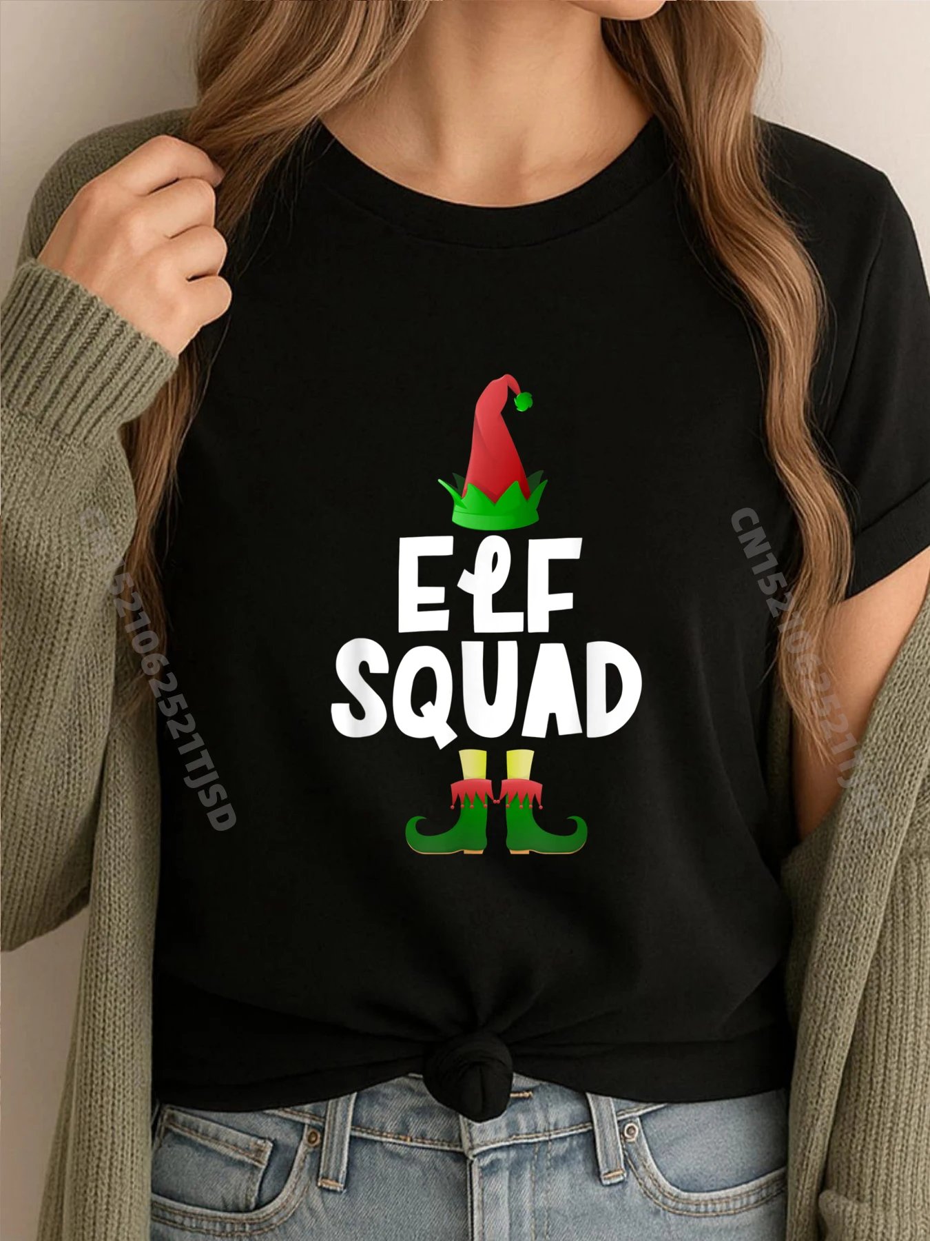 

Elf Squad Family Group Matching Christmas Pajama Party Wholesale Tshirts 100 Pcs High Quality Camisetas Hombre Crazy