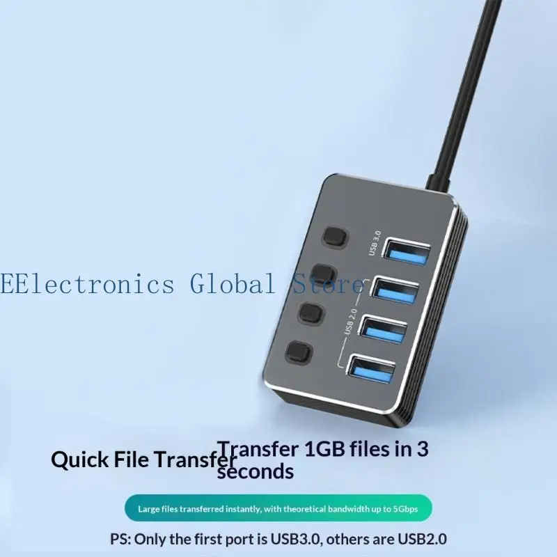 462B Type C Power USB Adapter 4 Ports Independent Control Switches Fast Speed
