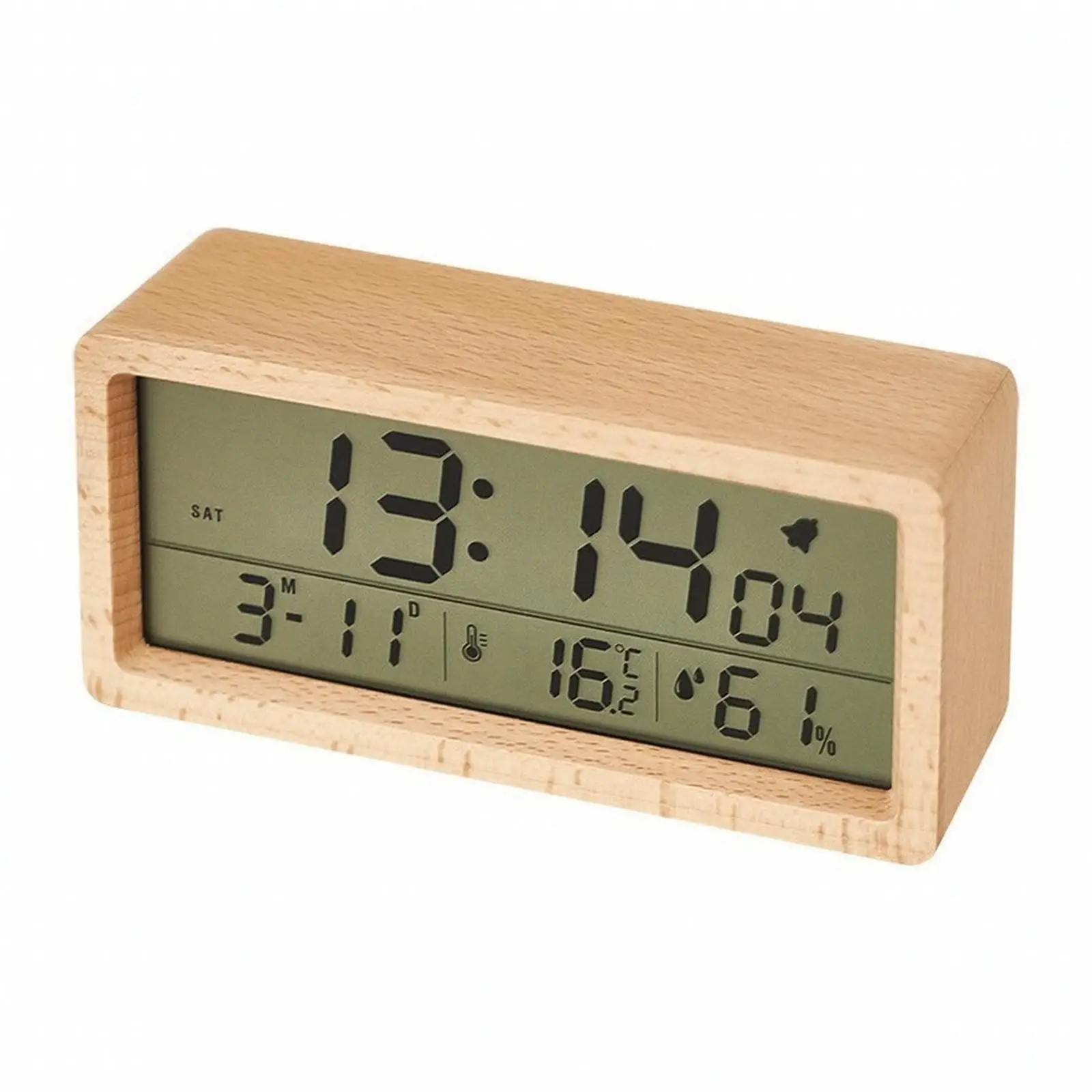 Digital Alarm Clock Battery Powered Wooden Alarm Clock Easy to Read Compact for Seniors, Nightstand, Bedroom
