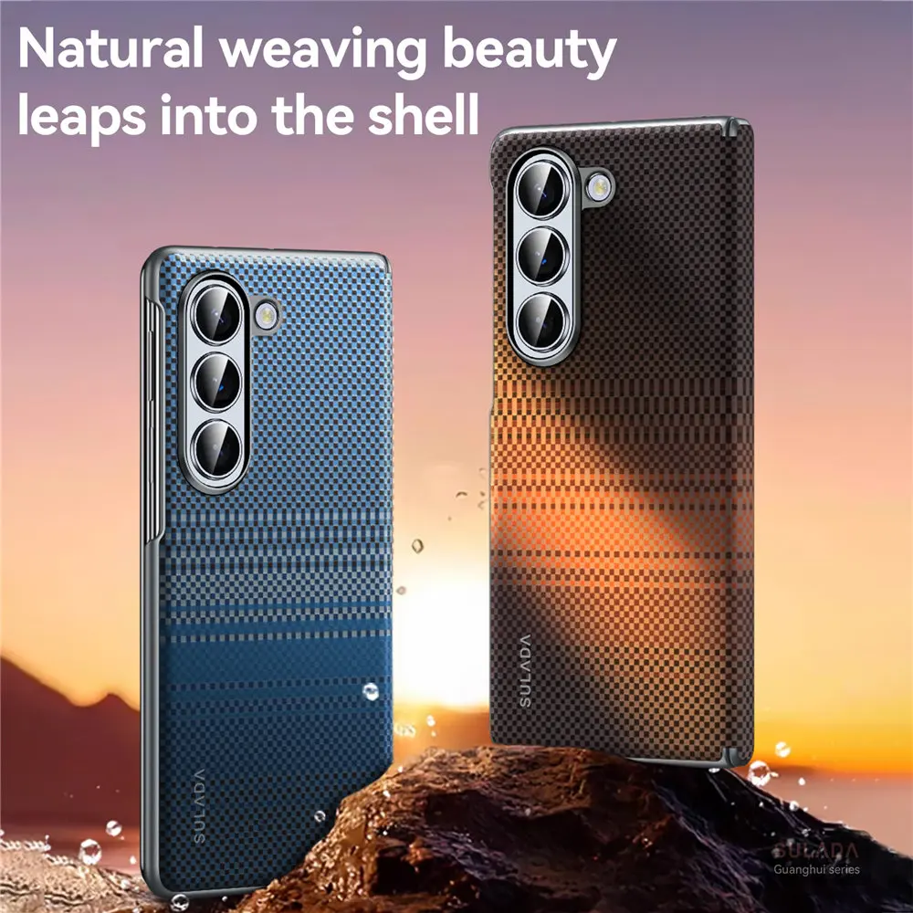 

Кожаный чехол с магнитным тканым узором для Samsung Galaxy Z Fold6, защитная задняя крышка с петлями