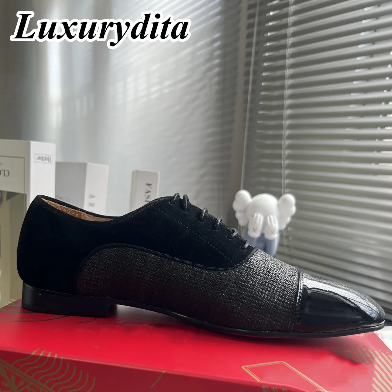 

Top High Quality Mens Trendy Casual Shoes Luxury Mens Real Leather Shoes Size 38-48 Designr Red sole Business dress Shoes H1477