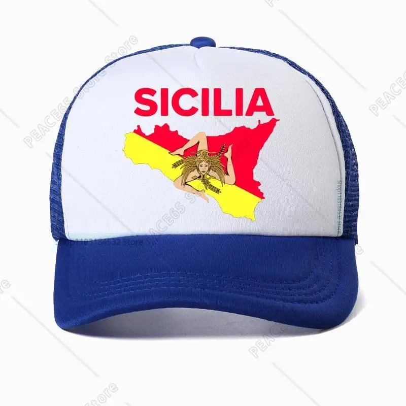 Cool Man Sicily Italy Hat Sicilian Flag Sicilia Funny Baseball Cap Men Cotton Breathable Trucker Caps Summer Brand Golf Dad Hats