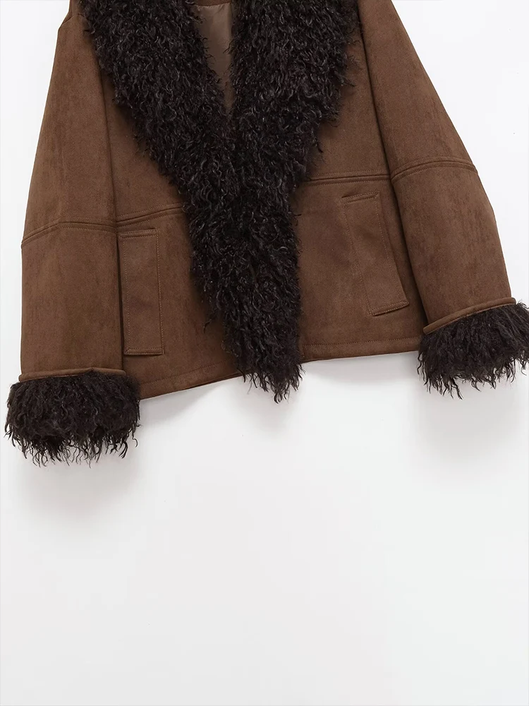 European and American style 2025 autumn new arrivals women's clothing fashionable double-sided faux fur effect jacket