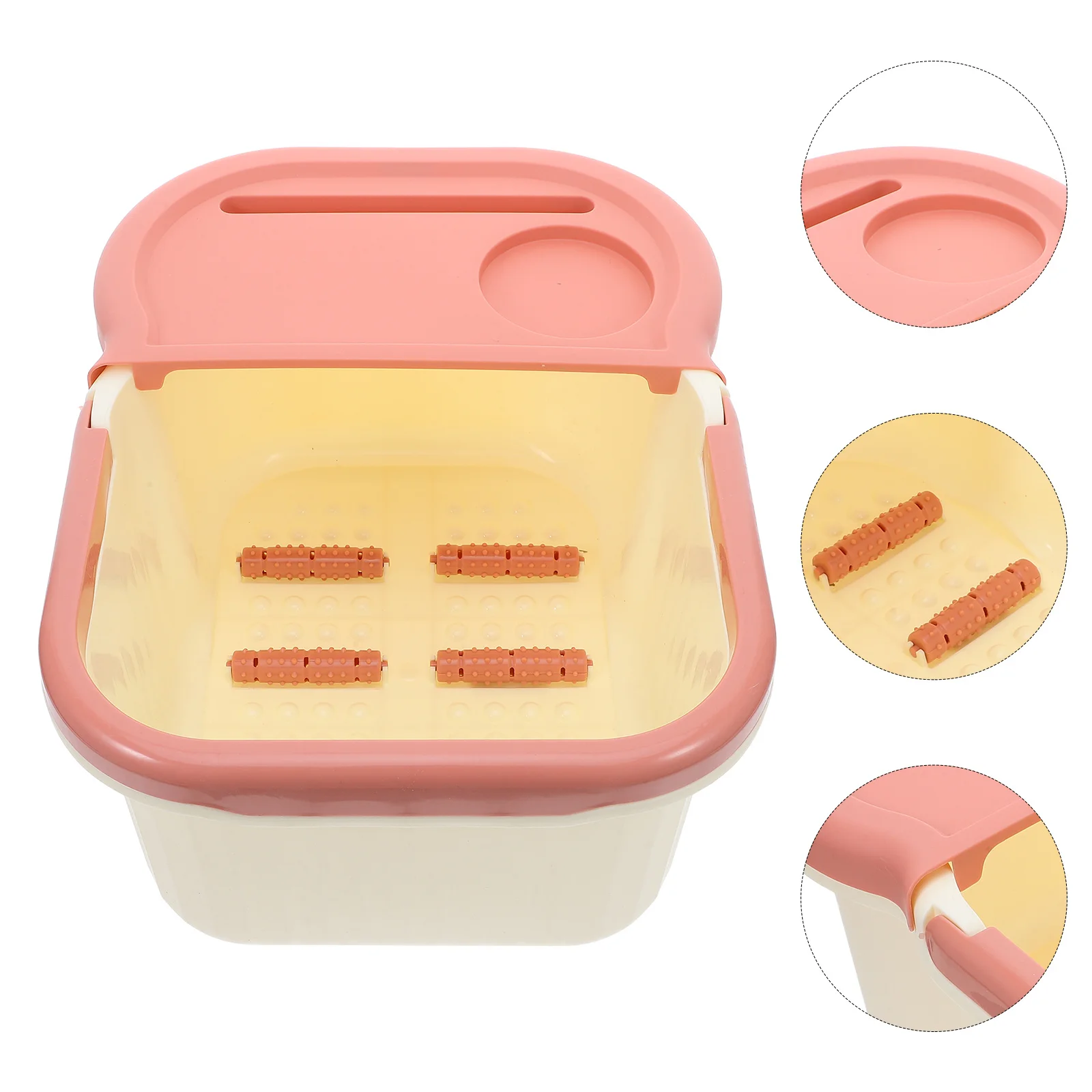 

Pedicure Foot Soak Tub Plastic Bath Basin For Home Office Beige Portable Foldable Handle Ankle Deep Massage Heat Retention Sleep