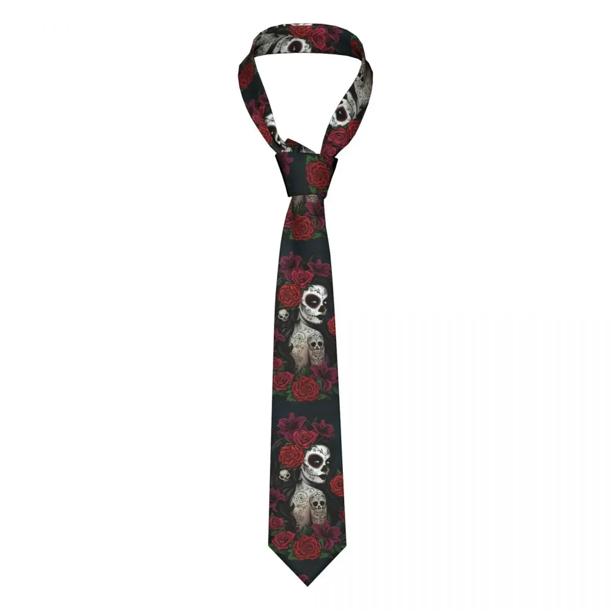 Custom Mexican Sugar Skull Day Of The Dead Neckties Men Silk Skeleton Gothic Halloween Neck Tie for Business