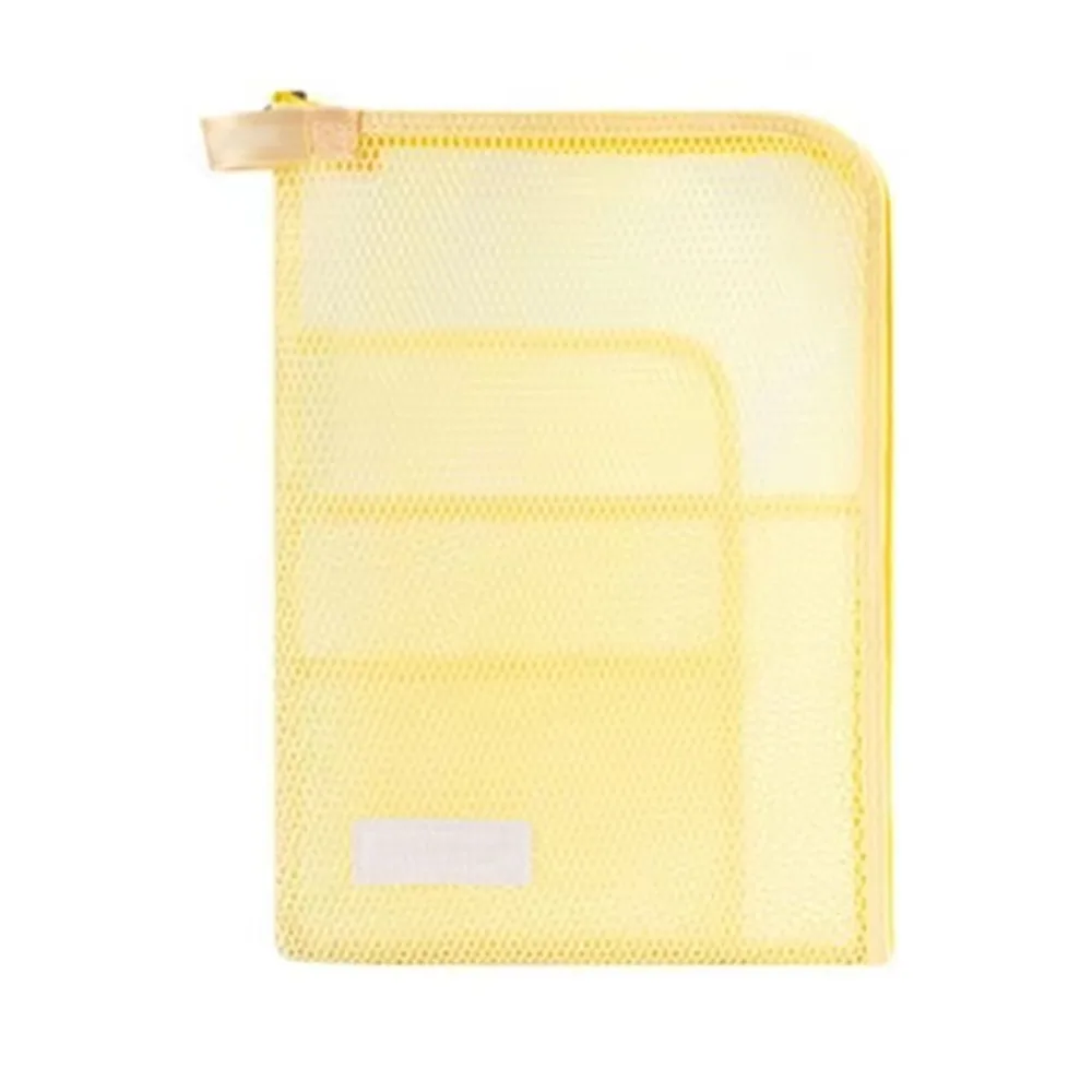 

Large Opening Portable Mesh File Folder Zipper Small Handle A4 Document Holder Breathable Multi-functional
