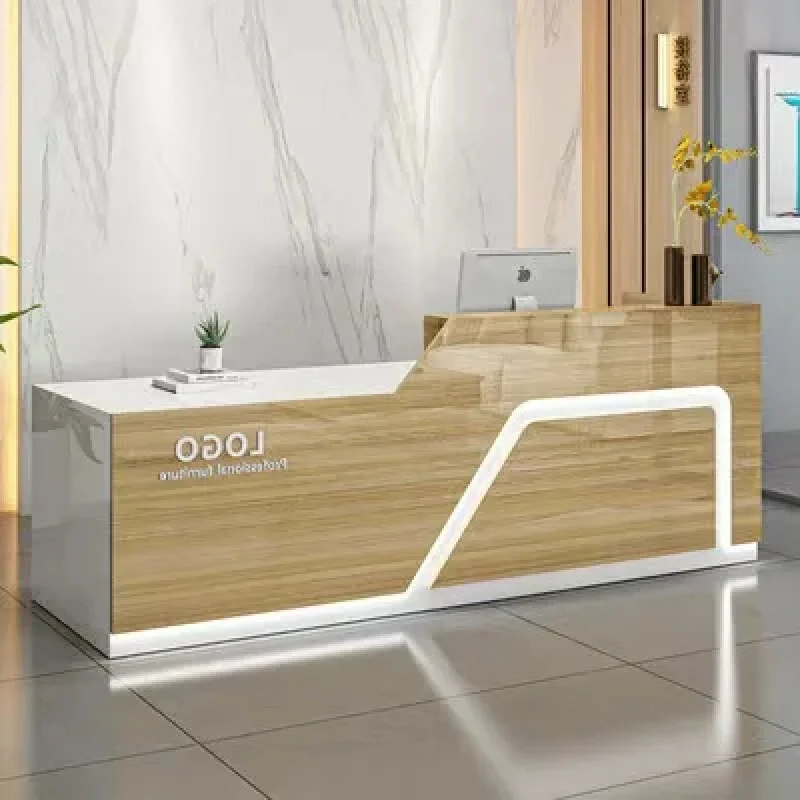 custom.High-End Modern Wood Checkout Counter Small Business Beauty Salon Shop Front Desk Reception Bar Cashier Welcome D