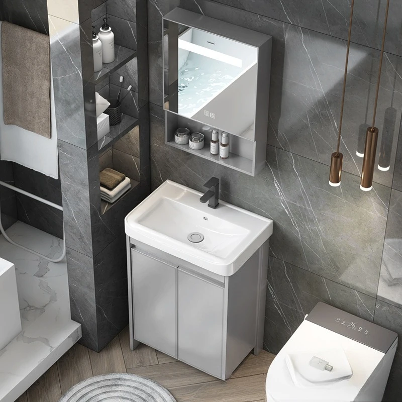 

Небольшая квартира от пола до потолка, шкаф для ванной комнаты, алюминиевый шкаф для умывальника, комбинированная ванная комната