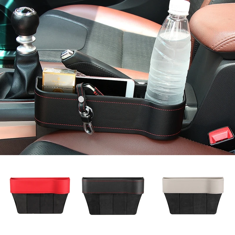 Car Seat Gap Filler Organizer Leather Car Cup Holder Auto Console Side Storage Box with Cup Holders Trunk Seat Seam Pockets