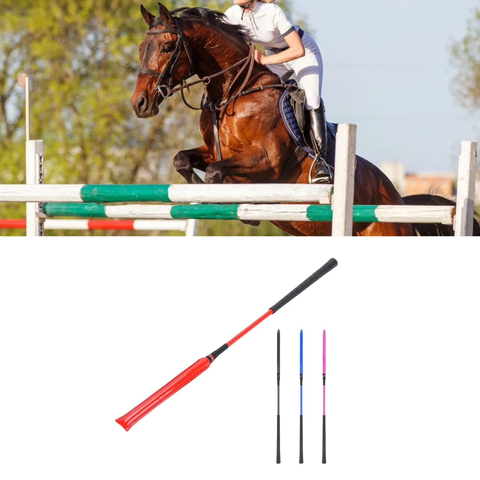 Horse Racing Crop Horse Whip Patent Leather Riding Crop with Anti Slip Silicone Handle for Equestrian Sports Racing Equine Whip