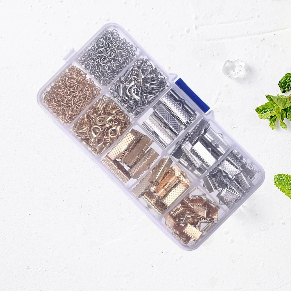 

370Pcs Plated Ribbon Ends Textured Crimp End Clamps for Necklace Bracelet Making Gold White K Plated Ribbon Ends